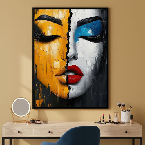 Dual Tones Modern Portrait Face Canvas Wall Art