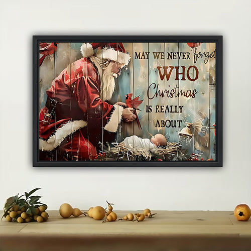 The Festive Who Santa Scene – Whimsical Christmas Wall Art on Natural Wood Grain Canvas