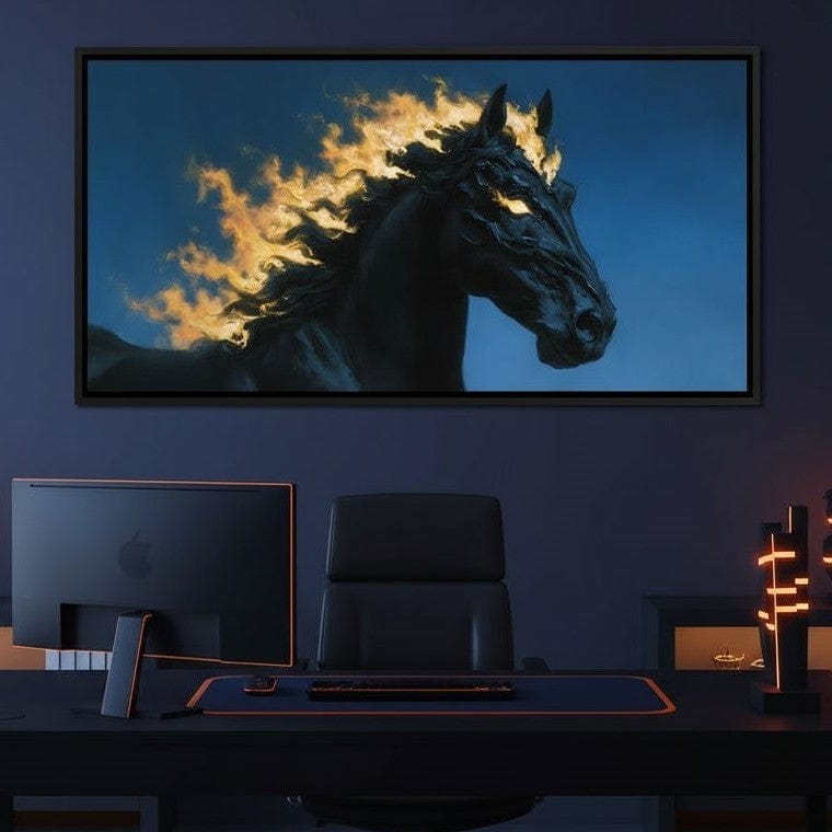 Fiery Night Stallion Spirit Canvas Wall Art