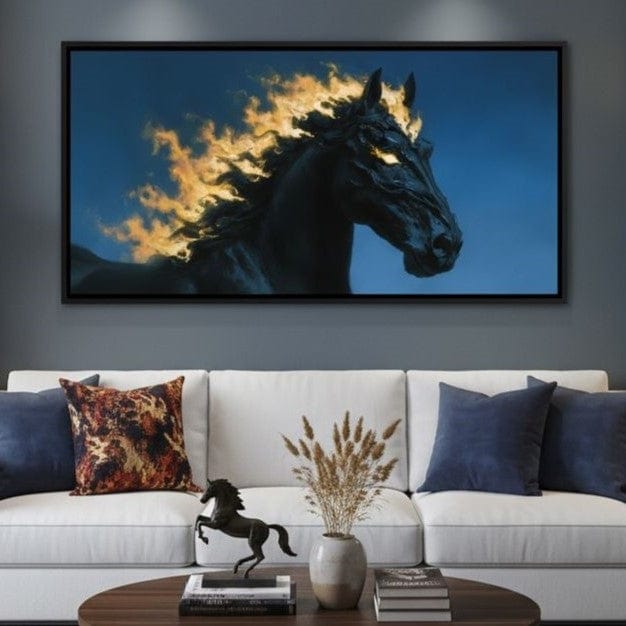 Fiery Night Stallion Spirit Canvas Wall Art