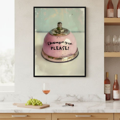 Champagne Please Service Bell Canvas Wall Art