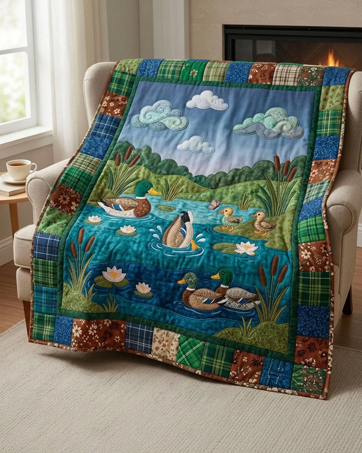 Wading Duck Quilt Blanket - Quilted Blanket by Wild and Way