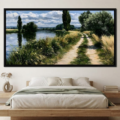 Walking Towards The Summer Riverbank Canvas Wall Art