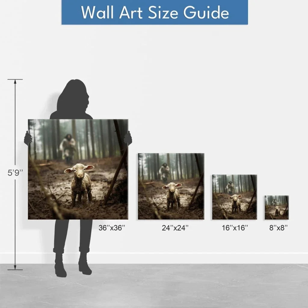 jesus with the sheep jesus running after lamb wall art canvas print (Landscape) (view 5)