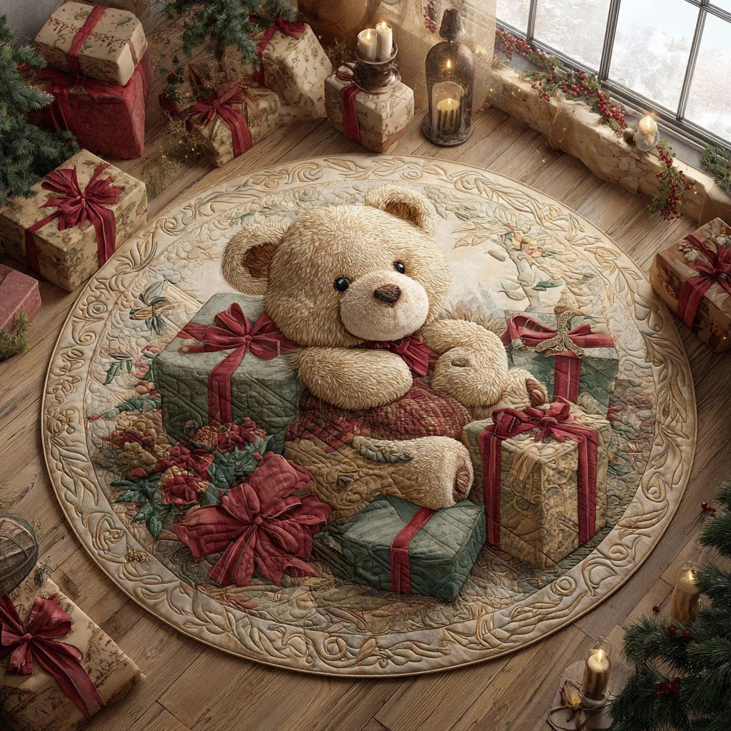 Warm Christmas Wishes Quilted Round Mat
