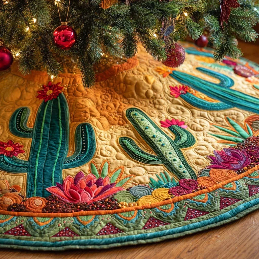 Warm Ember Canyon Quilted Tree Skirt