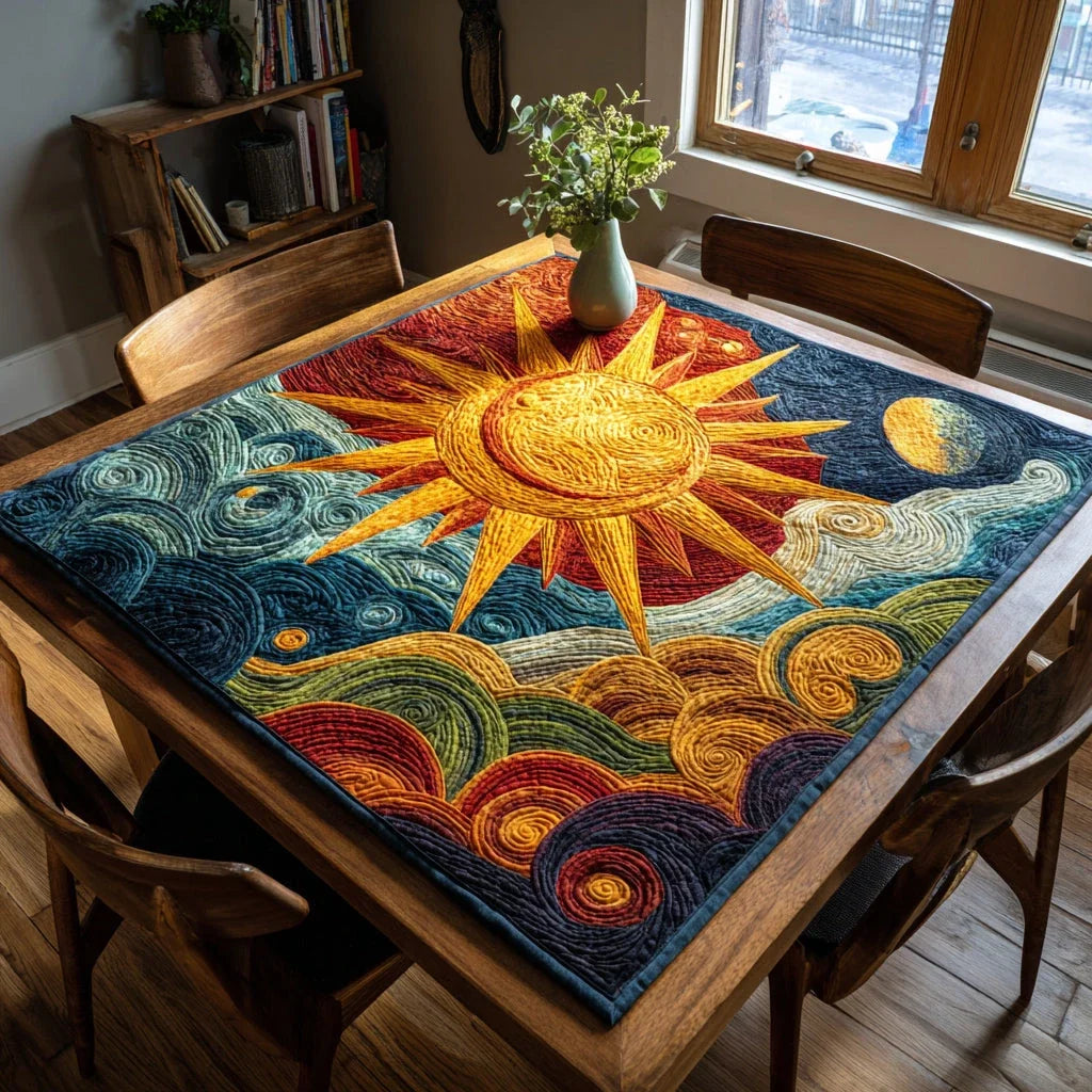 Warm Sun Waves Quilted Table Topper