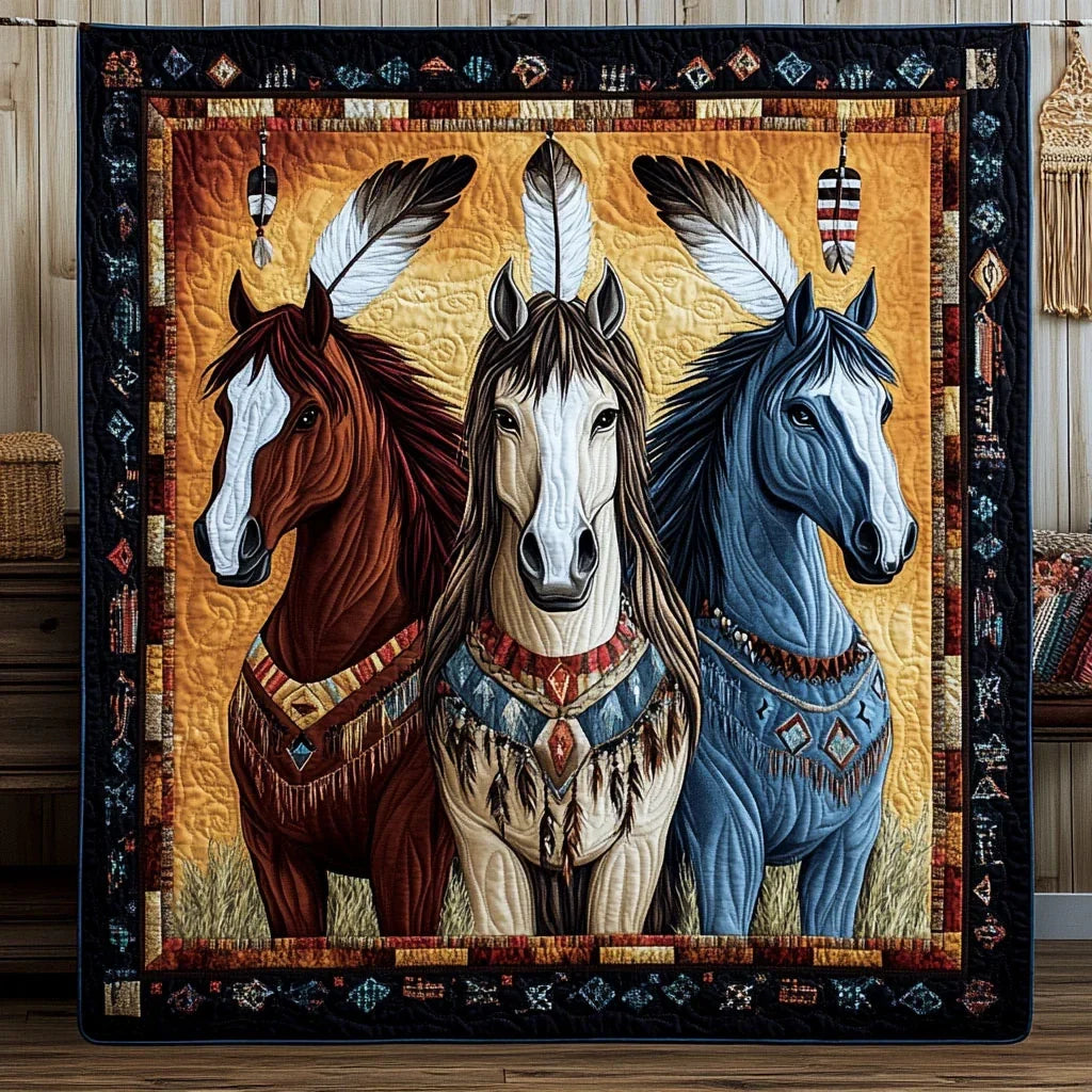Warrior Horses Quilt Blanket