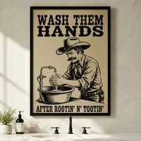 Funny Cowboy Wash Hands Western Canvas Art Wall Art