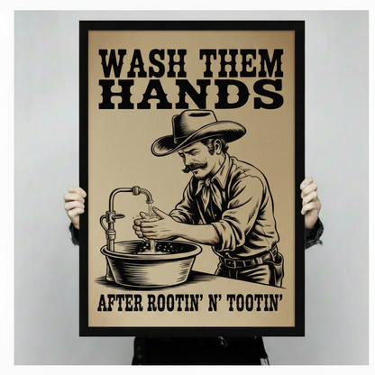 Funny Cowboy Wash Hands Western Canvas Art Wall Art