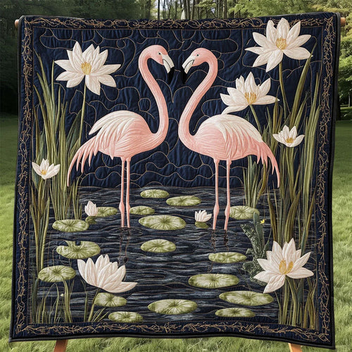 Water Lily Flamingo Quilt Blanket