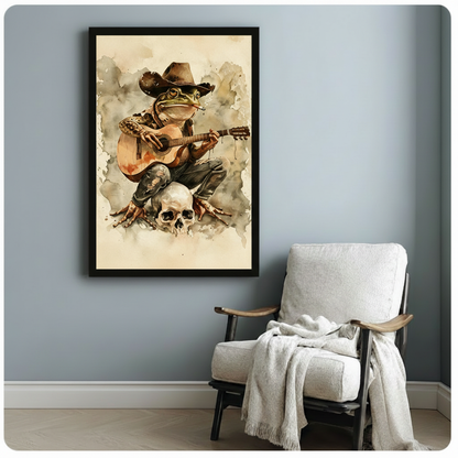 Cowboy Frog Guitar Skull Canvas Art Wall Art