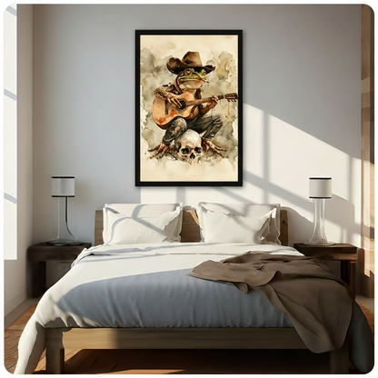 Cowboy Frog Guitar Skull Canvas Art Wall Art