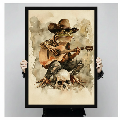 Cowboy Frog Guitar Skull Canvas Art Wall Art