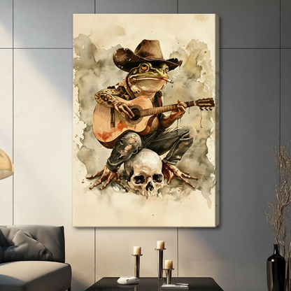 Cowboy Frog Guitar Skull Canvas Art Wall Art
