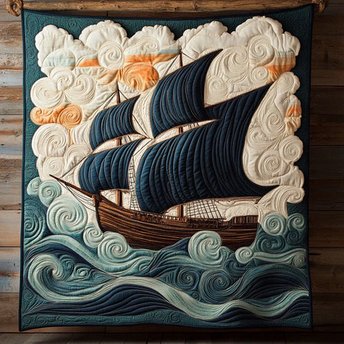 Wave And Sail Quilt Blanket