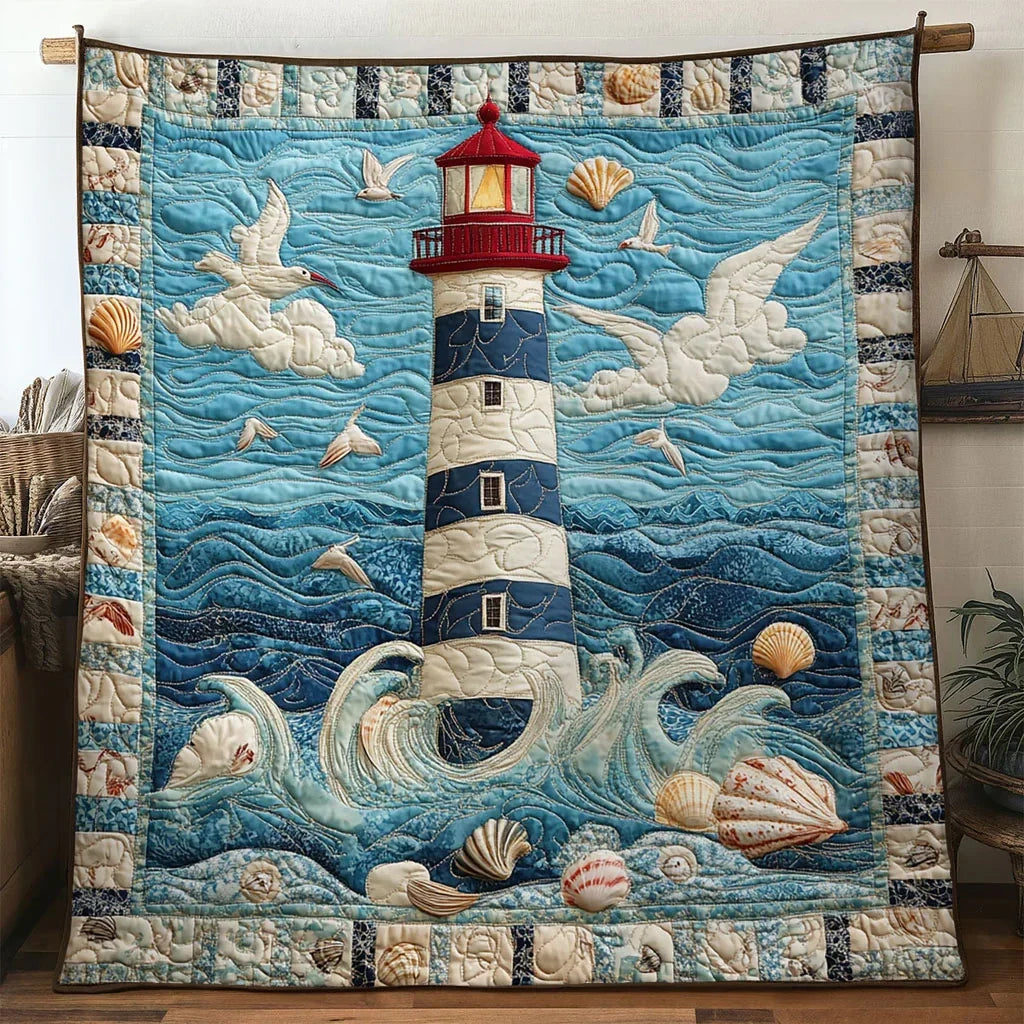 Wavesong Lighthouse Quilt Blanket