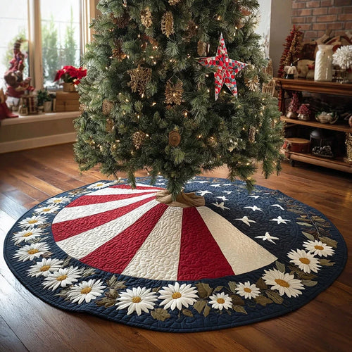 Weathered Freedom Christmas Quilted Tree Skirt