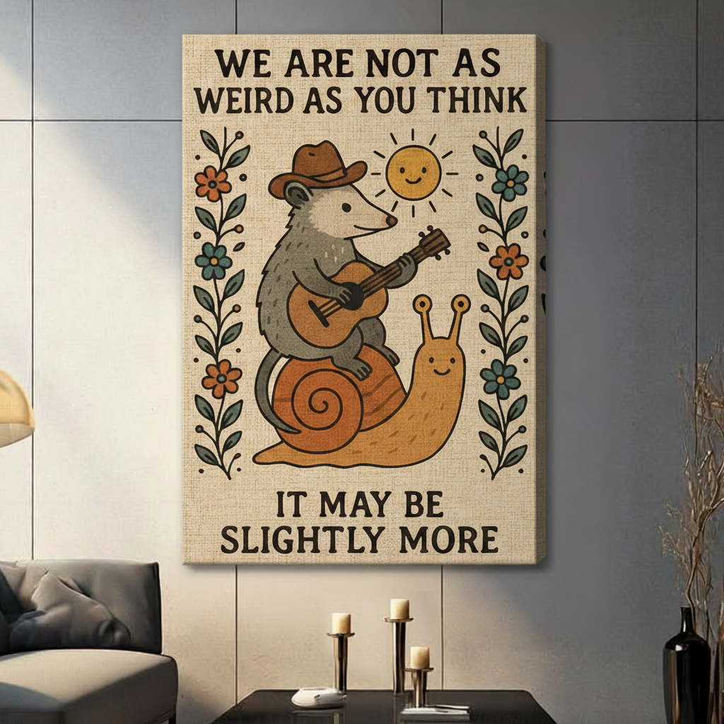 Weird Possum Snail Funny Quote Canvas Art Wall Art