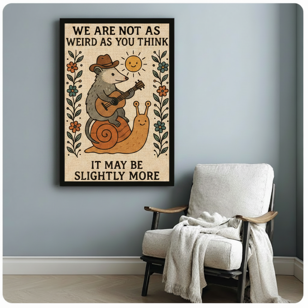 Weird Possum Snail Funny Quote Canvas Art Wall Art