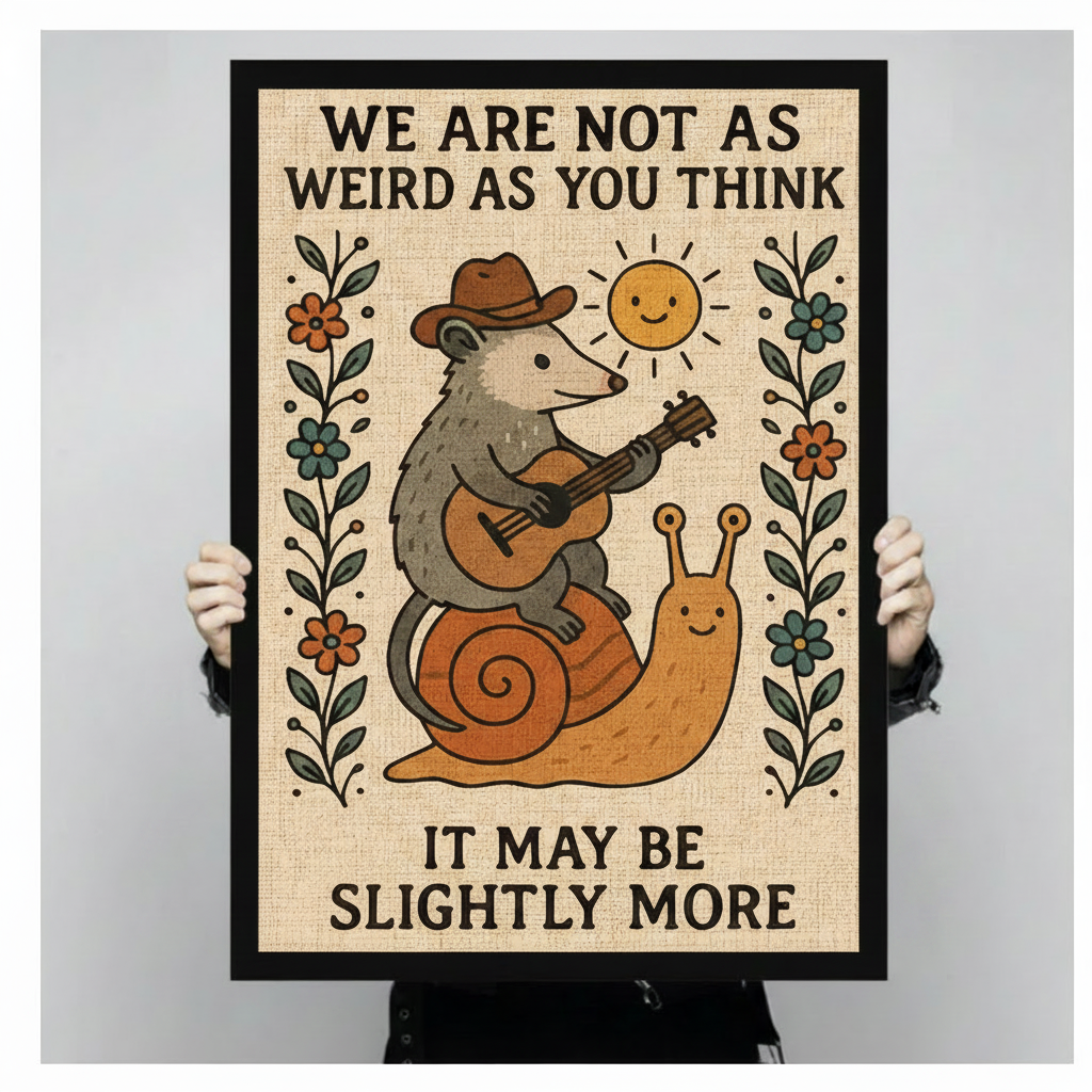 Weird Possum Snail Funny Quote Canvas Art Wall Art