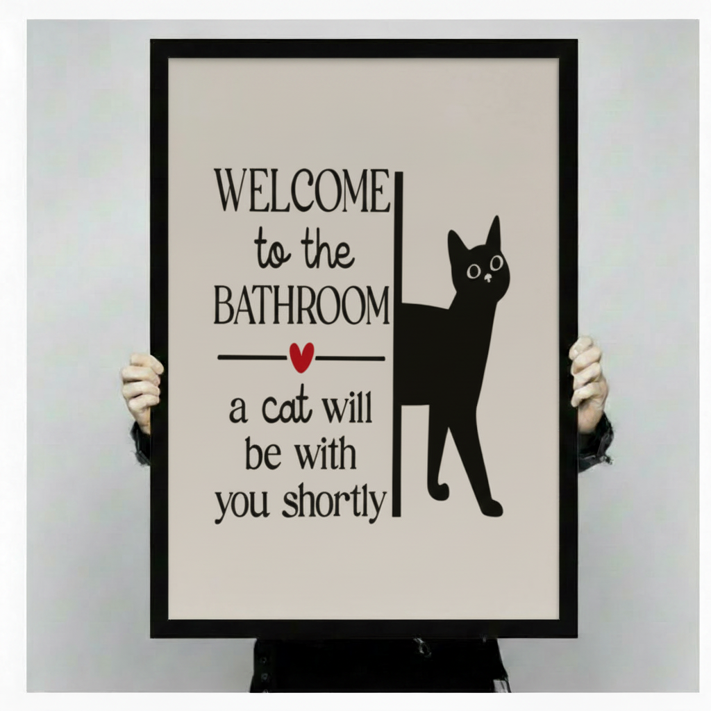 Welcome to the Bathroom Funny Cat Canvas Print