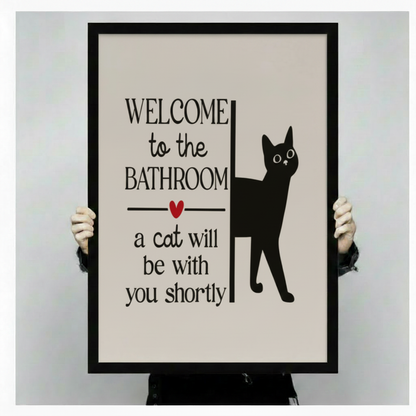 Welcome to the Bathroom Funny Cat Canvas Print