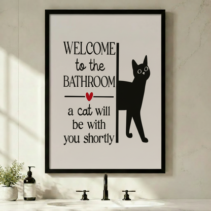 Welcome to the Bathroom Funny Cat Canvas Print