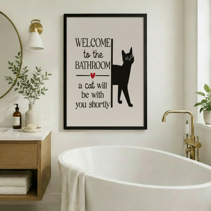 Welcome to the Bathroom Funny Cat Canvas Print