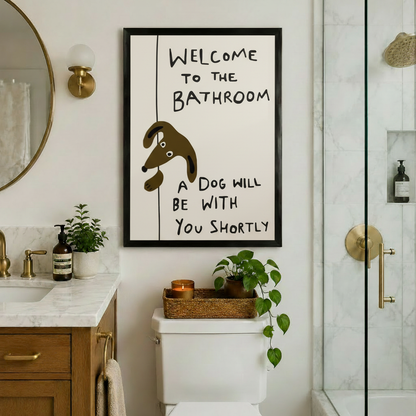 Funny Dachshund Bathroom Quote Framed Canvas Art