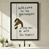 Funny Dachshund Bathroom Quote Framed Canvas Art