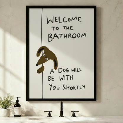 Funny Dachshund Bathroom Quote Framed Canvas Art