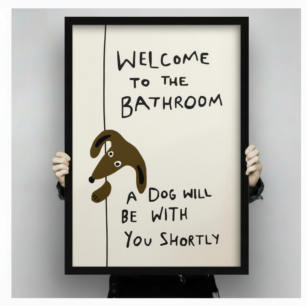 Funny Dachshund Bathroom Quote Framed Canvas Art