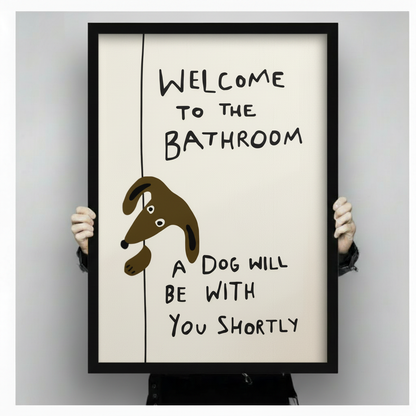 Funny Dachshund Bathroom Quote Framed Canvas Art