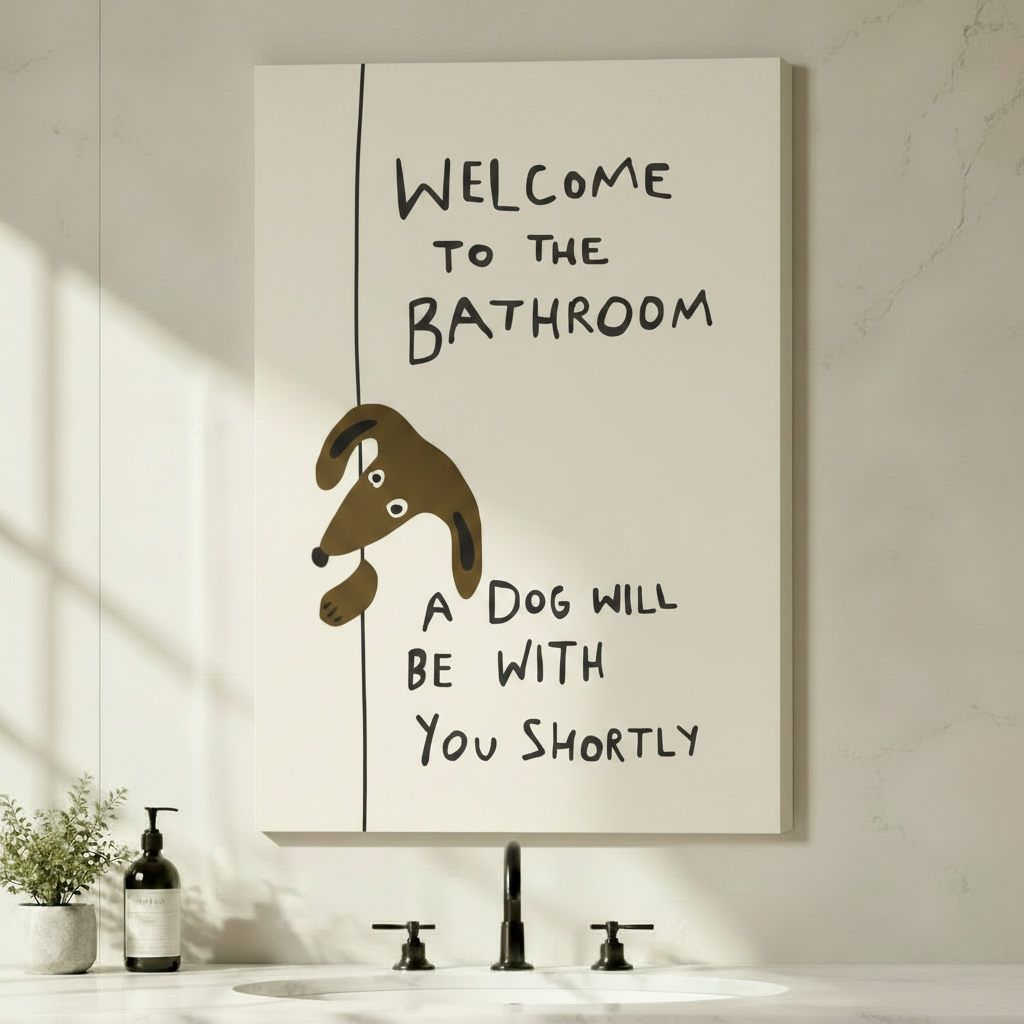 Funny Dachshund Bathroom Quote Framed Canvas Art