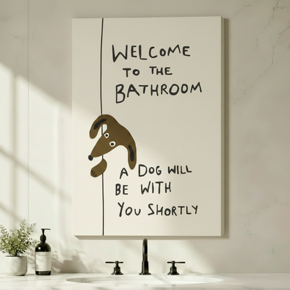 Funny Dachshund Bathroom Quote Framed Canvas Art
