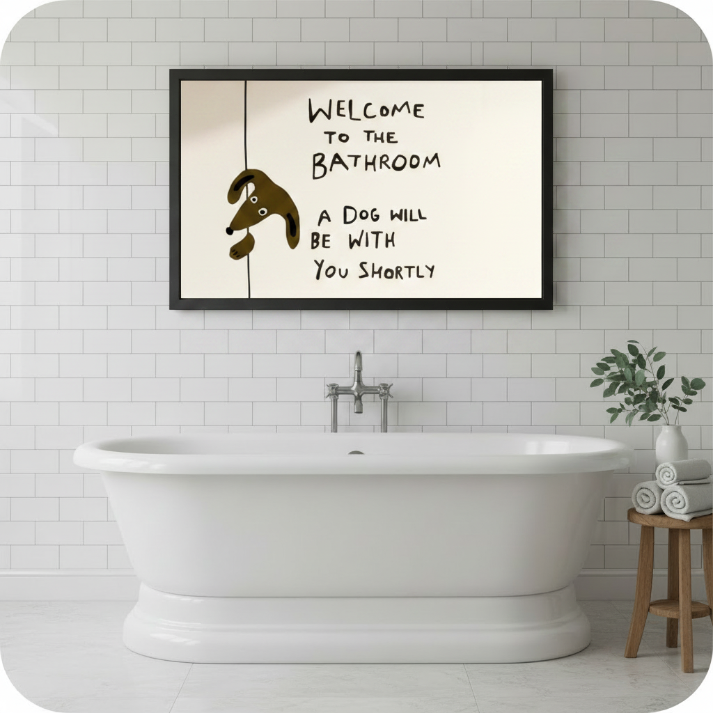 Welcome to the Bathroom Dog Canvas Print Wall Art