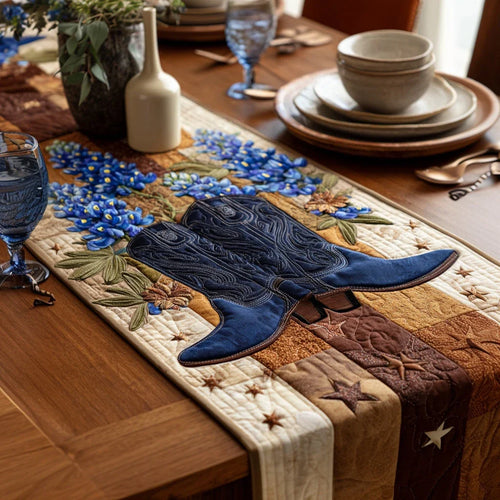 Western Blue Quilted Table Runner