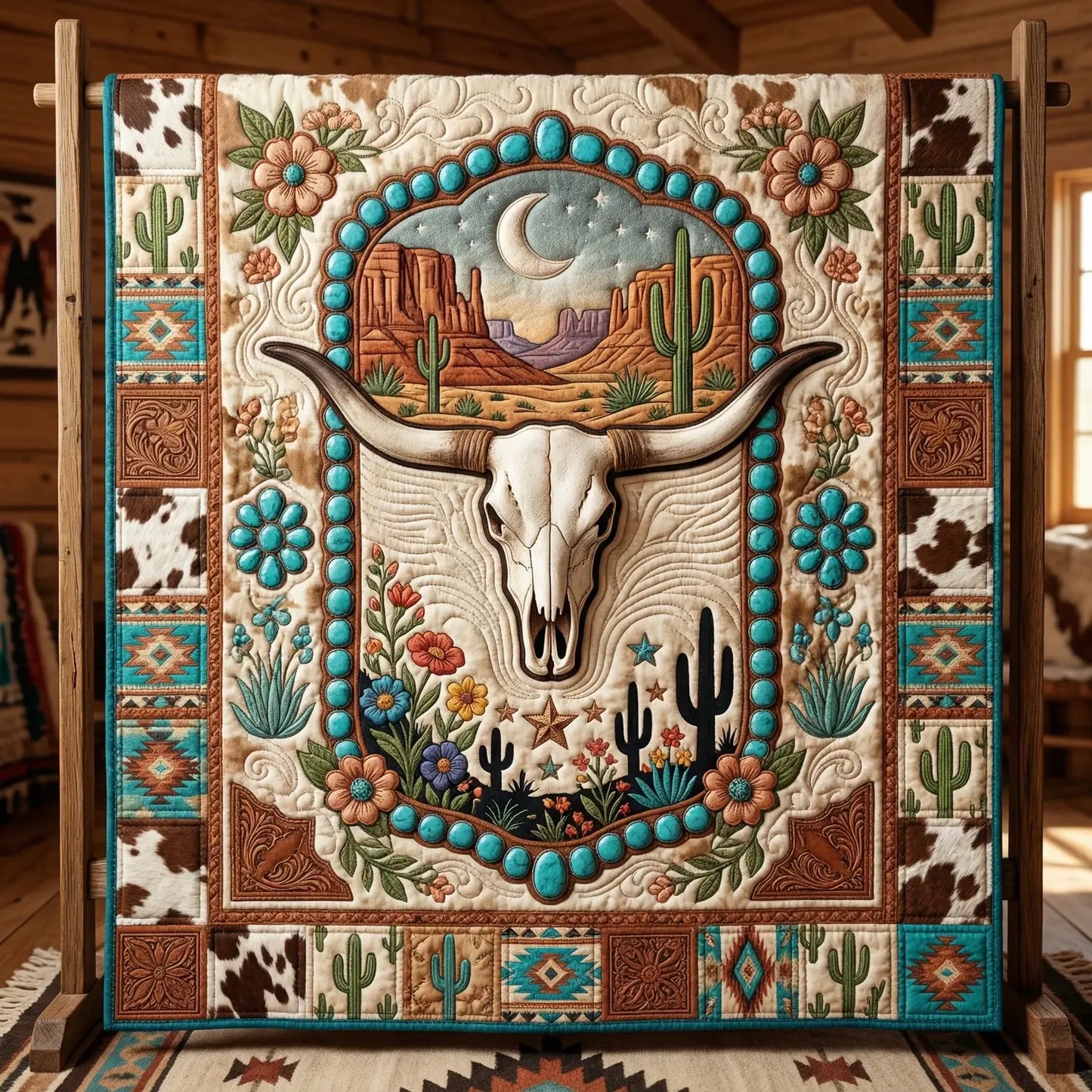 Western Bull Quilt Blanket