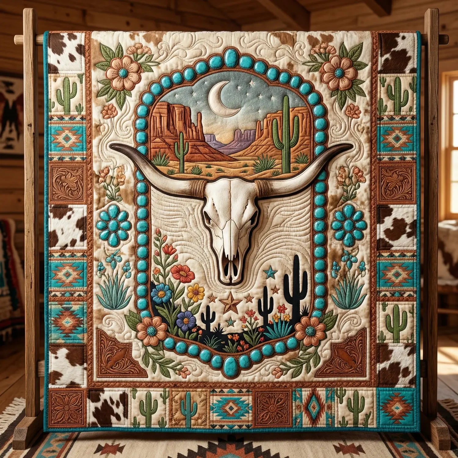 Western Bull Quilt Blanket