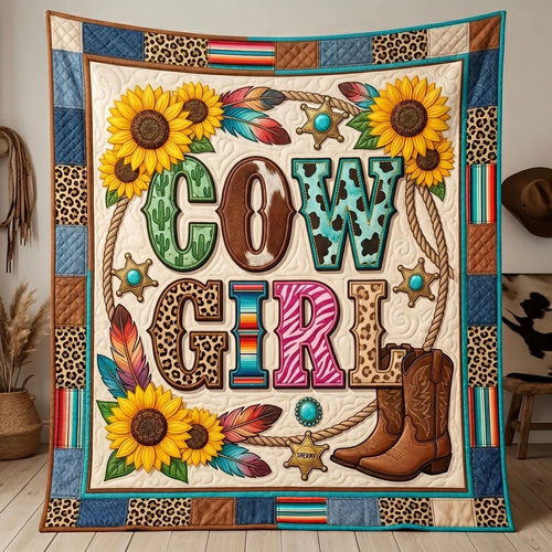 Western Cowgirl Spirit Quilt Blanket