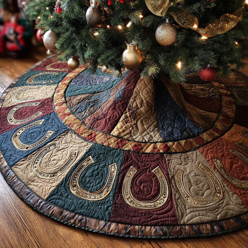 Western Heritage Horseshoe Christmas Quilted Tree Skirt