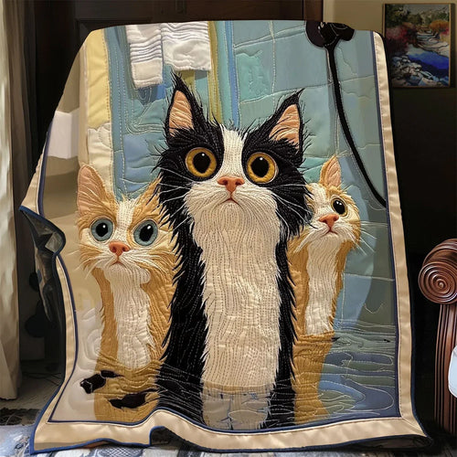 Wet Cats Quilt Blanket