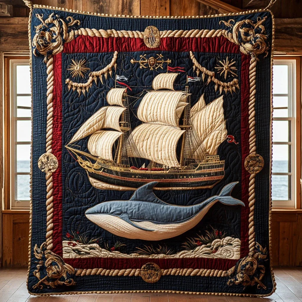 Whale And Crown Quilt Blanket