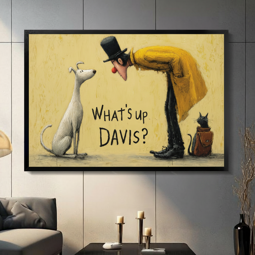Whats Up Davis Funny Dog Man Canvas Art Wall Art