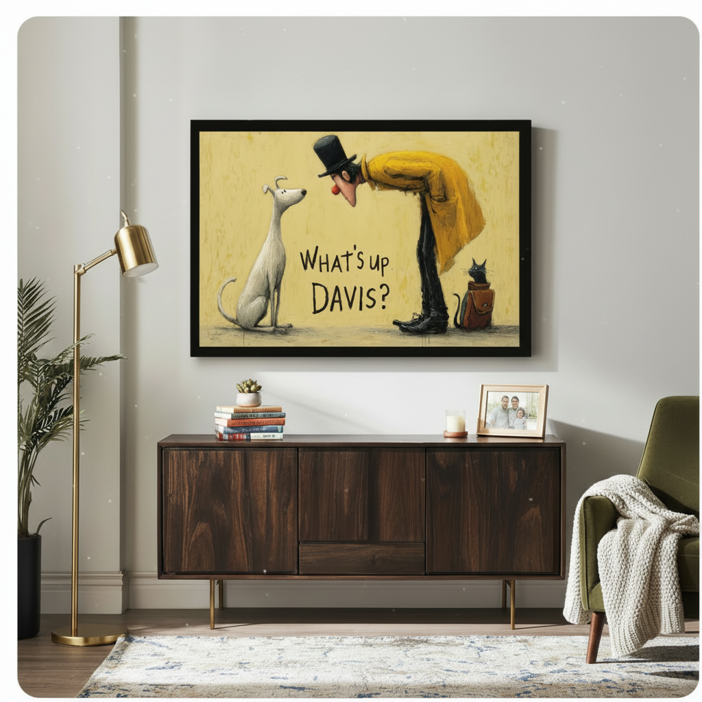 Whats Up Davis Funny Dog Man Canvas Art Wall Art