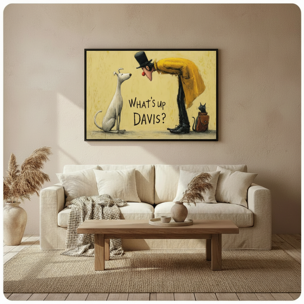 Whats Up Davis Funny Dog Man Canvas Art Wall Art