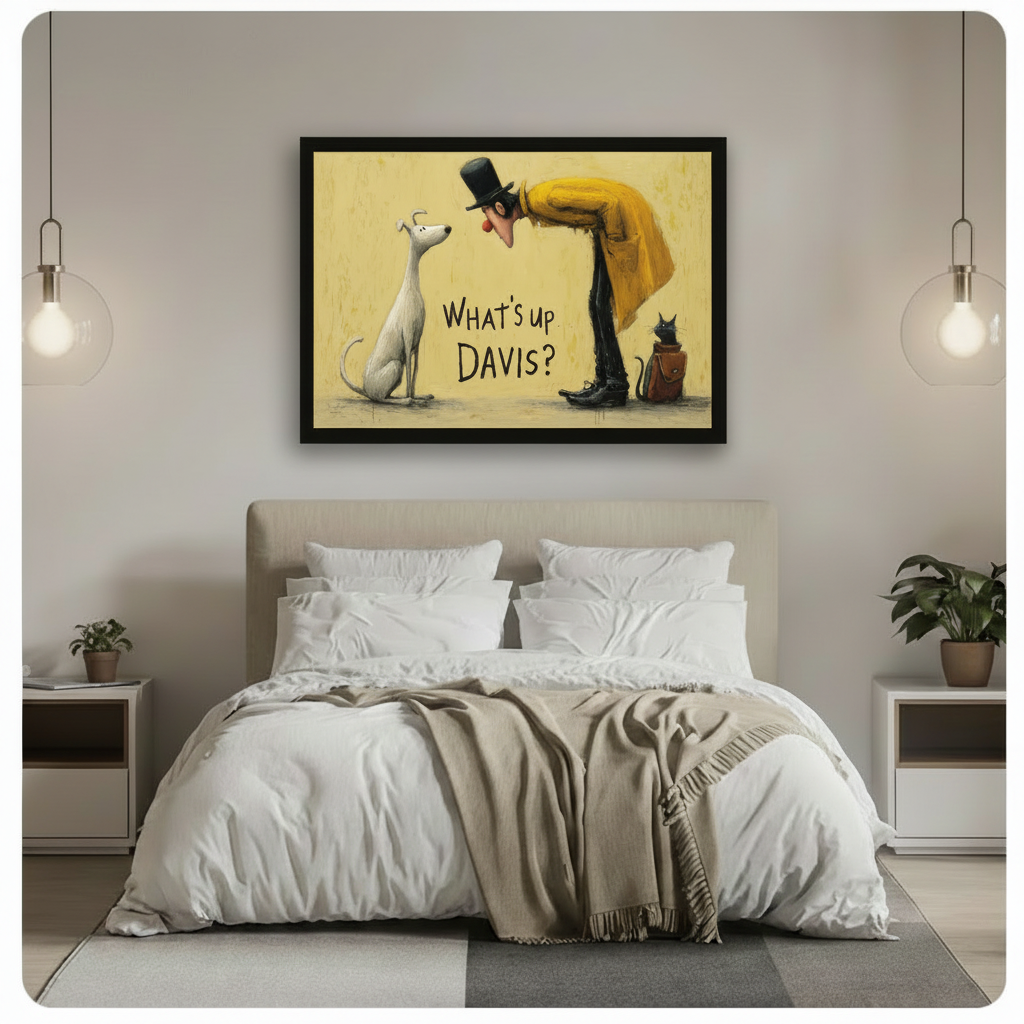 Whats Up Davis Funny Dog Man Canvas Art Wall Art