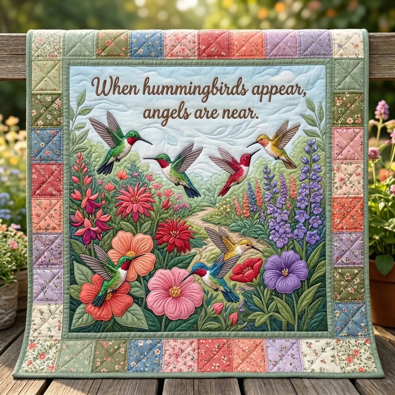 When Hummingbirds Appear Angels Are Near Quilt Blanket