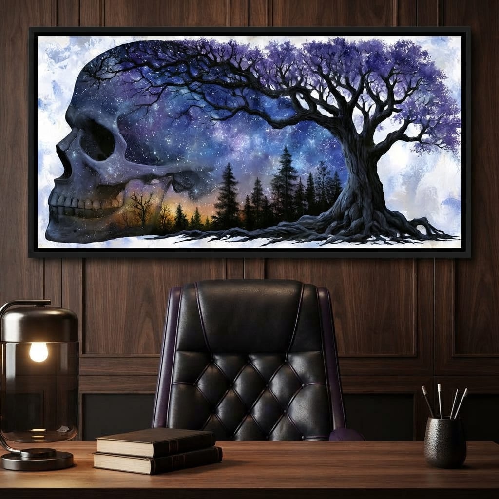 Where Cosmic Night Meets Forest Roots Canvas Wall Art